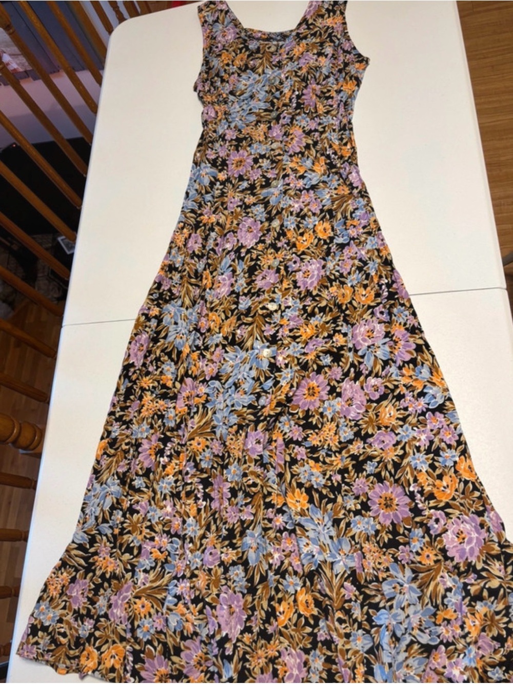J.B.S. Floral Maxi Dress in Black, Purple, Orange, Blue